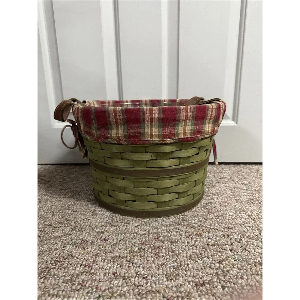 Longaberger 2005 Hostess Only Sage Green Medium Bushel Basket W/ Leather Handles